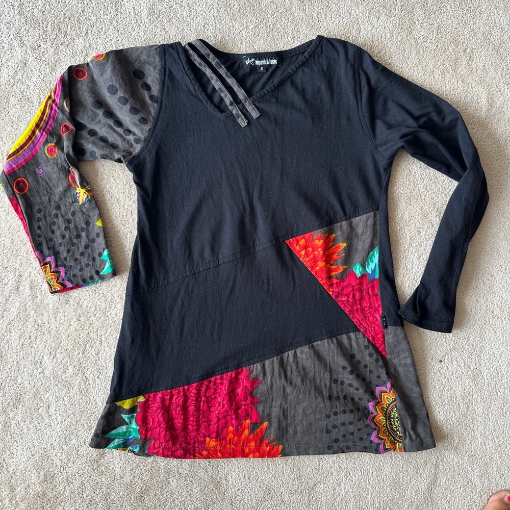 Leopards & Roses Graphic Asymmetrical Tunic